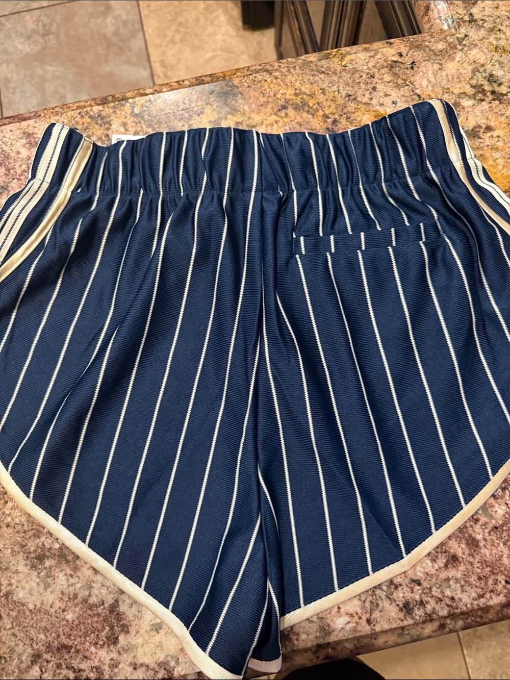 adidas Navy Blue Striped Retro Running Shorts - Picture 8 of 8